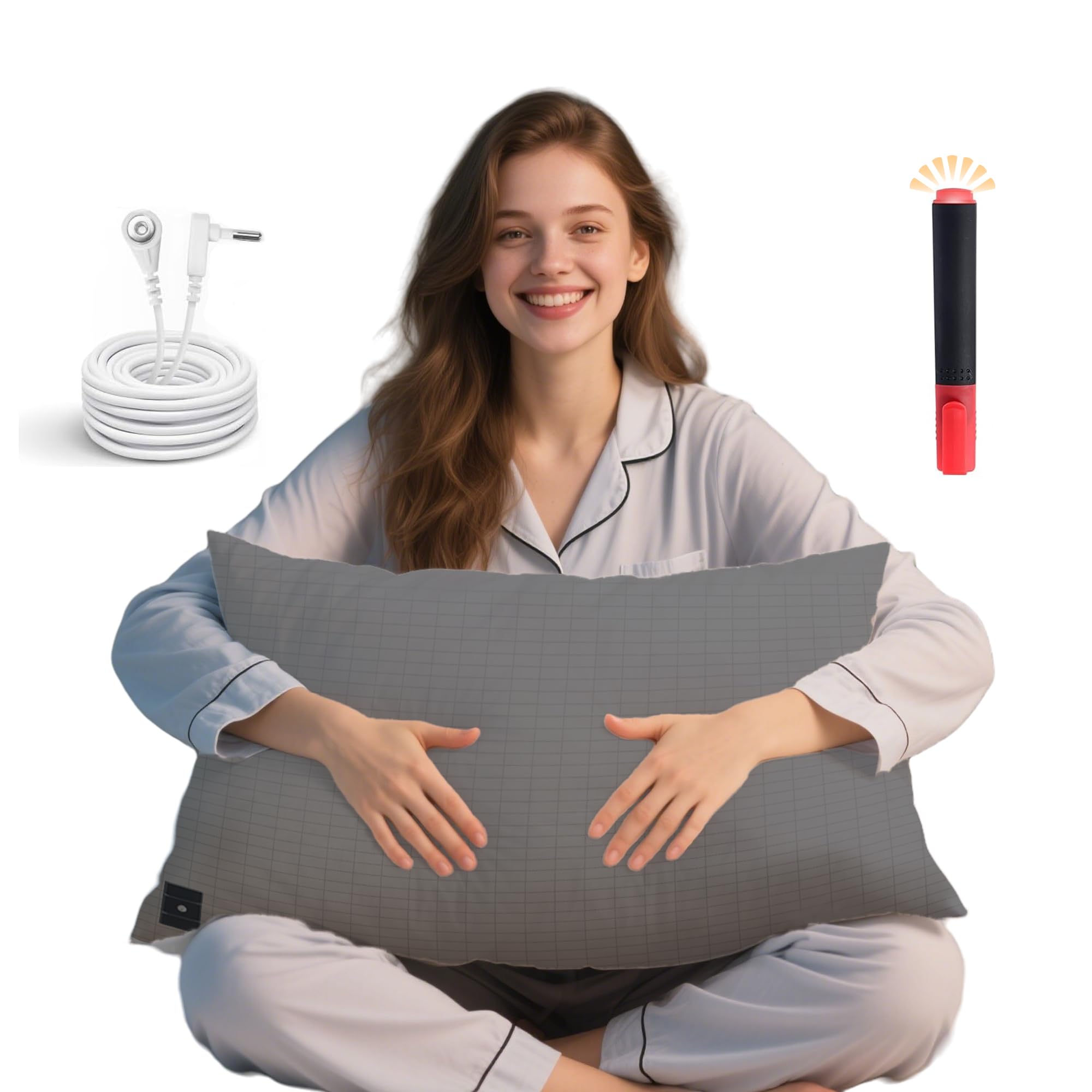 Ali King Grounding Pillowcase 5 Pure Silver Fiber 95 Soft Cotton Queen Size Earth Grounding Pillow Cases with
