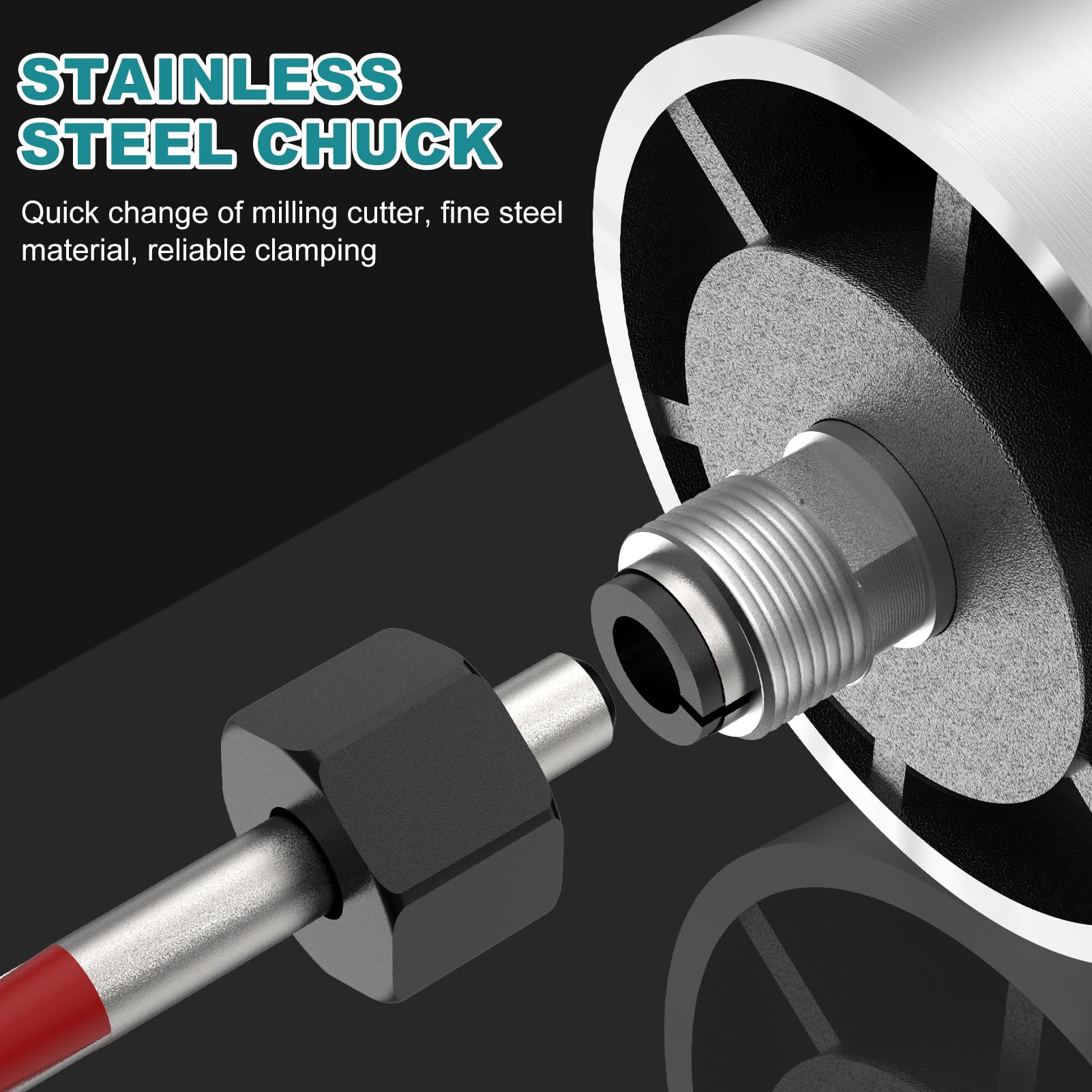 Fresadora de Madera Rebajadora Eléctrica 800 W con 15 brocas, 6,35 mm, 6 Velocidades Variables, 30 000 RPM Fresadora eléctrica monomanual para biselar, ranurar, recortar, cortar, taladrar