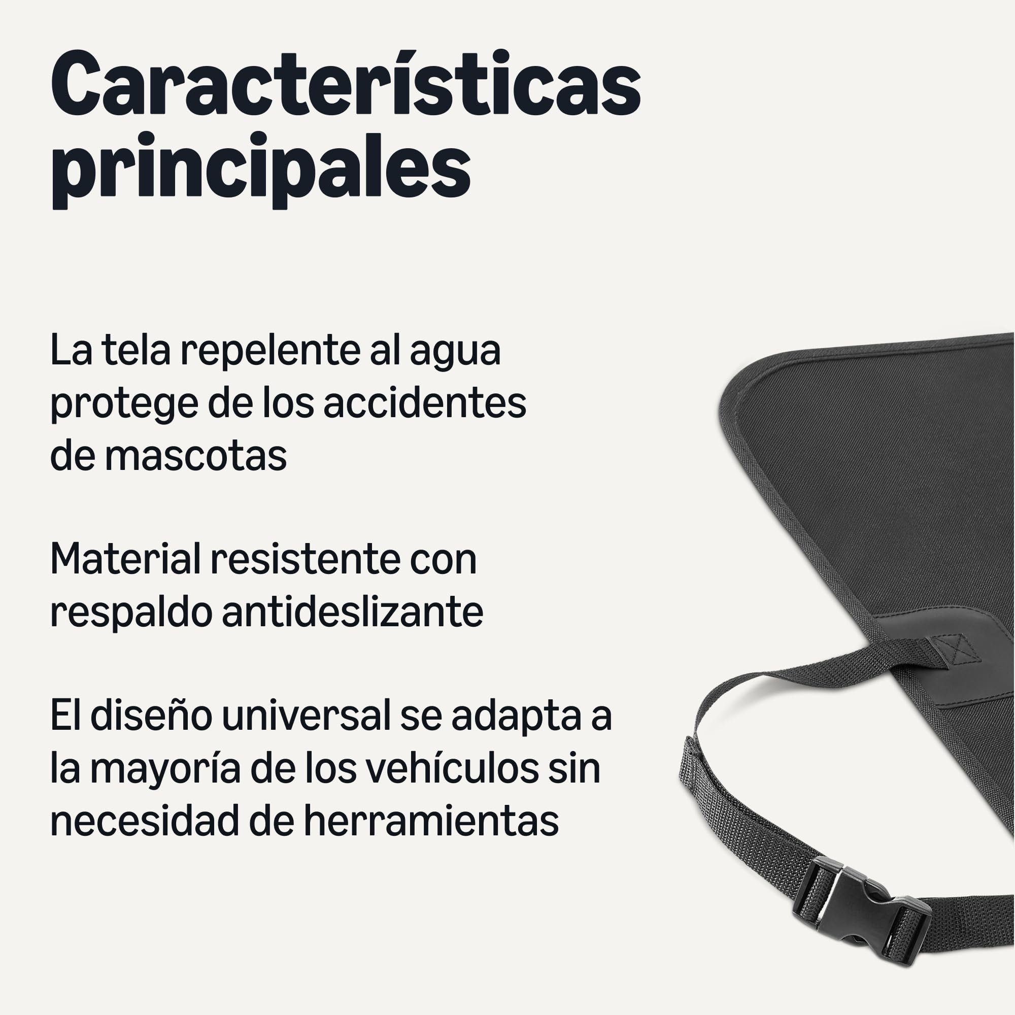 Amazon Basics - Funda de Asiento de automóvil para Mascotas, 100% Repelente al Agua, Resistencia 600D, Color Negro