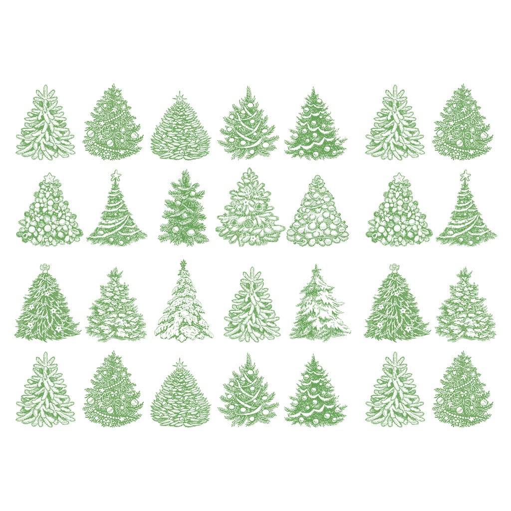 Sanbao StudioUnderglaze Transfers, Ceramic Decals - Holiday Trees 19 x 13 inch (Green)