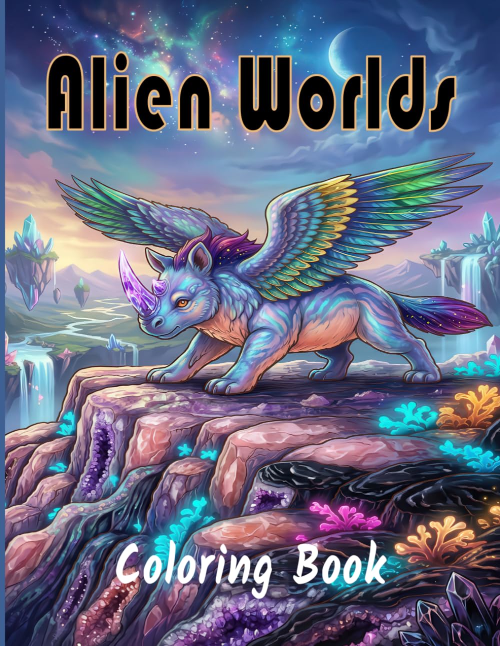 Alien Worlds Coloring Book For Adults: Alien Landscapes And Hybrid Creatures Coloring Pages For Relaxation And Creativity.