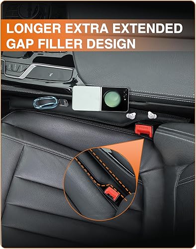 Miniatura 2 de Paquete de 2 rellenos de cuero para asiento de automóvil, bloqueador de grietas entre el asiento y la consola central para automóvil, camión, SUV,