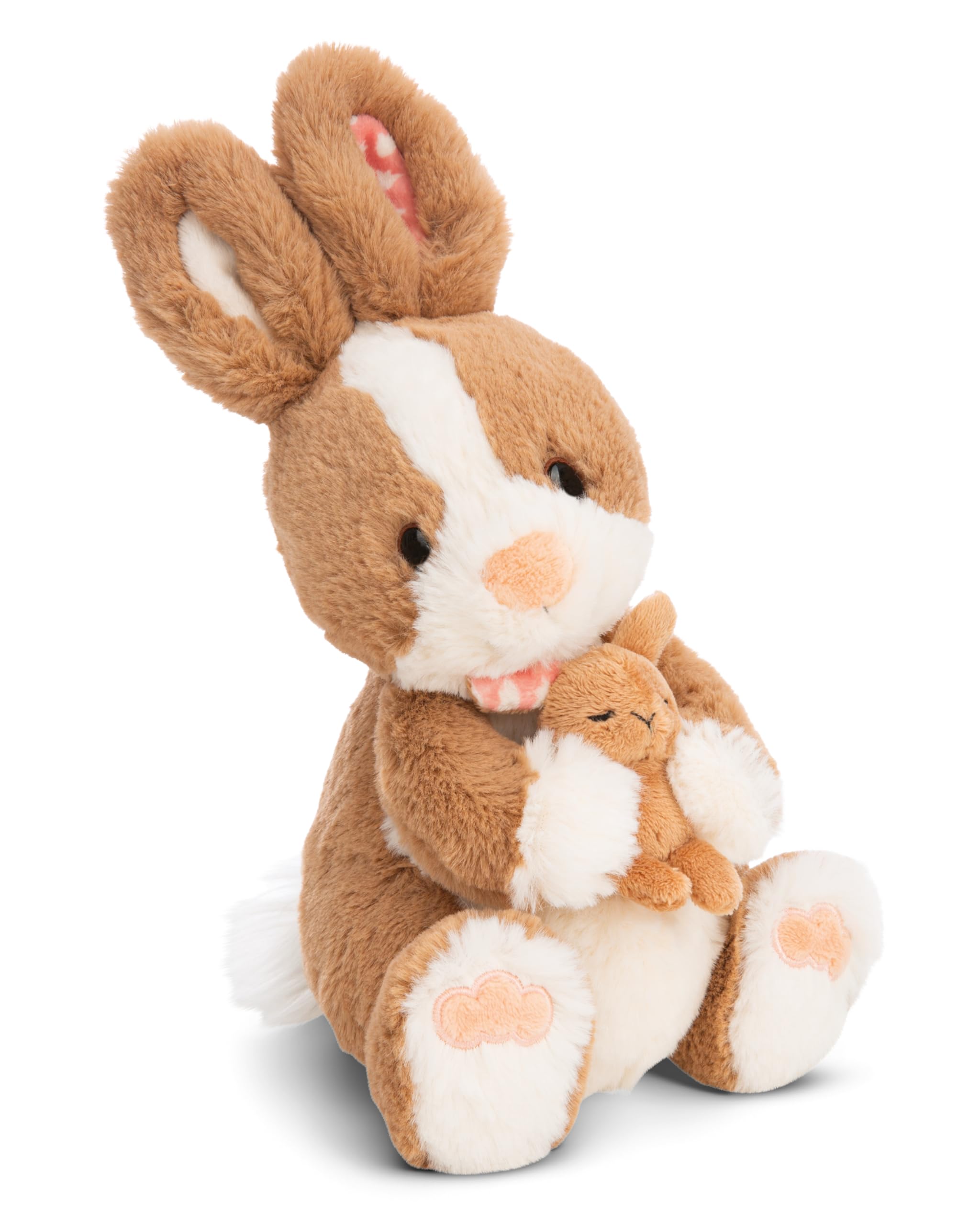 NICI soft toy rabbit Hopsala & her Little One 25cm - brown - Fluffy plush, cute to cuddle and play with, for children & adults, great gift idea - 61631
