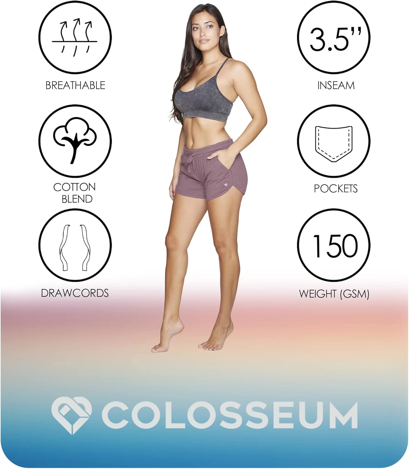 COLOSSEUM Active Women's Simone Cotton Blend Yoga and Running Short - Image 5