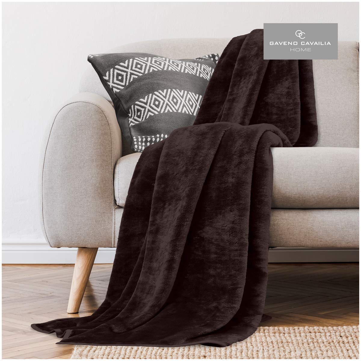 Gc Gaveno Cavailia Chocolate Gaveno Cavailia Comfy Faux Fur Fleece Plain Throw Blanket, Single ( 127 X 152 Cm )