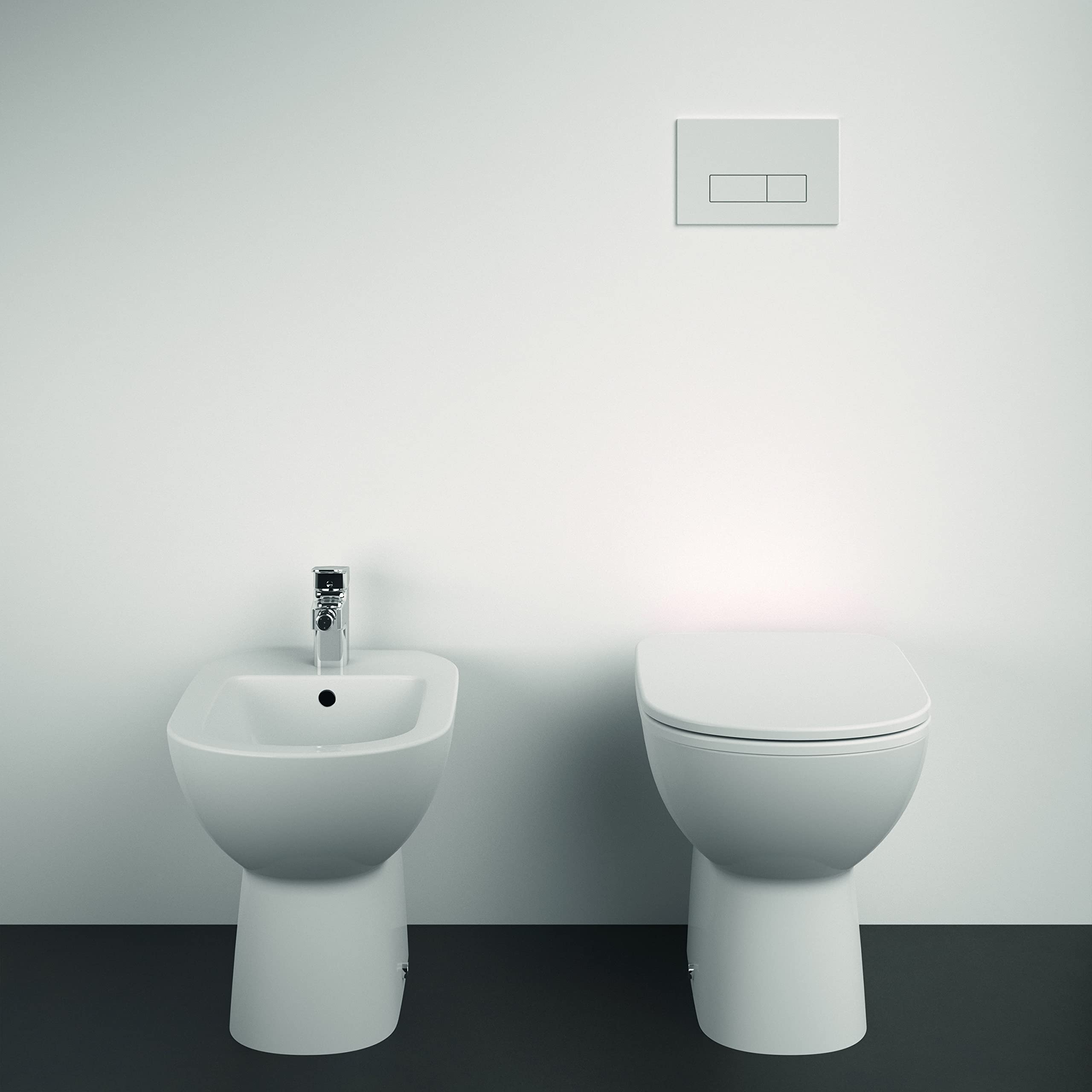 Ideal Standard - i.Life A, Bidet au sol monotrou pour robinetterie, Avec trou de trop-plein, Blanc