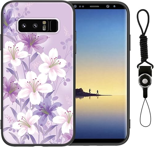 Funda de teléfono para Galaxy Note 8 con correa de cordón, Samsung Note 8 Funda para niñas y mujeres, bonita funda protectora delgada a prueba de