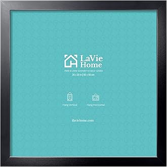 LaVie Home 20x20 Picture Frame, Square Poster Frame with High Definition Plexiglass, 20x20 frame, Horizontal or Vertical Wall Gallery Poster Frames Suitable for Photos, Artworks, Posters,Puzzle, Black 1pc
