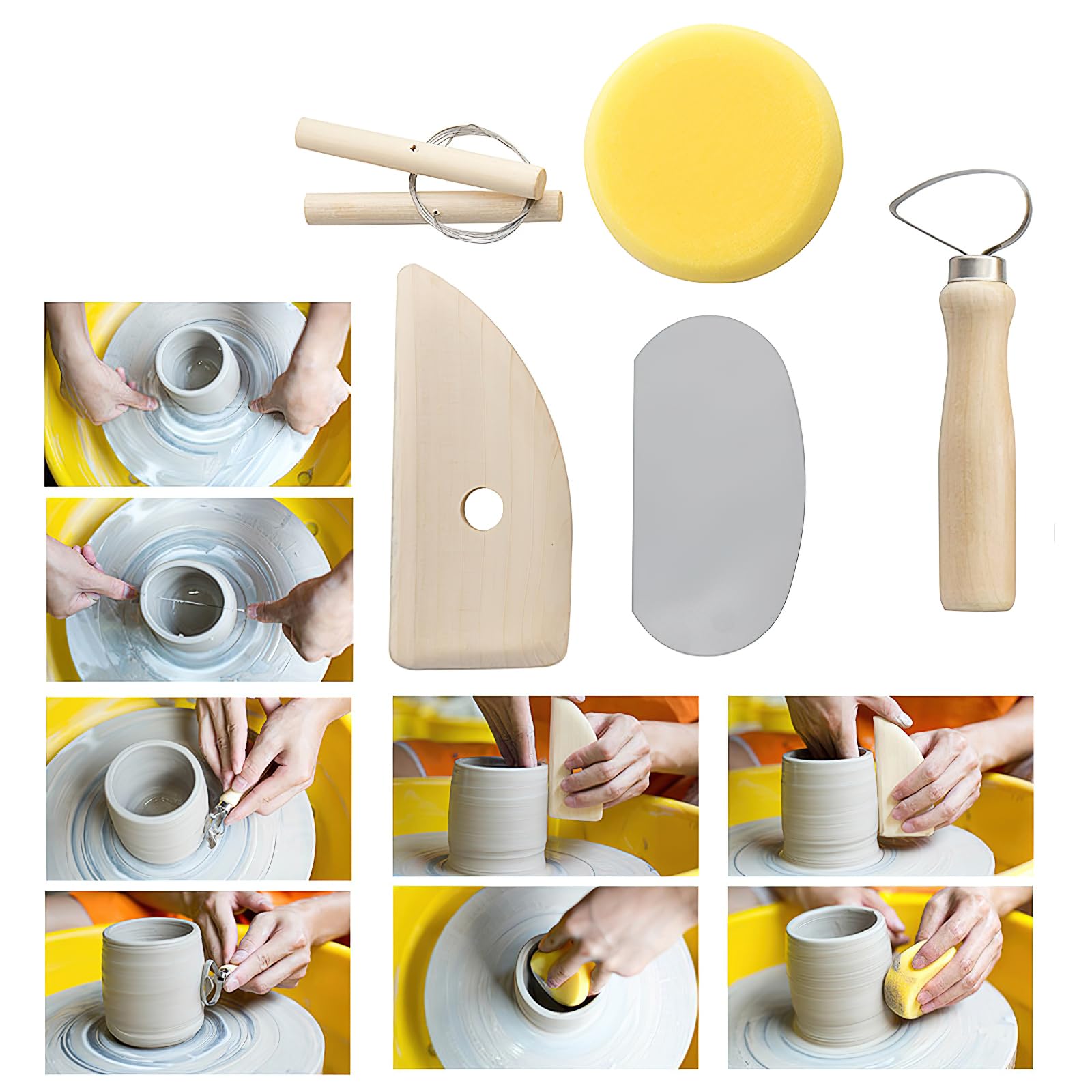 Argile Naturelle à Séchage à L'air 10 Lbs (4,5 Kg) - Blanche Pour Poterie, Sculpture - Avec 40 Outils De Modelage - Pour Débutants Et Experts - 7