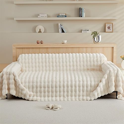 Insun Fundas de felpa para sofá de invierno, fundas lavables de piel sintética, fundas gruesas de cojín para sofá de conejo, fundas protectoras para