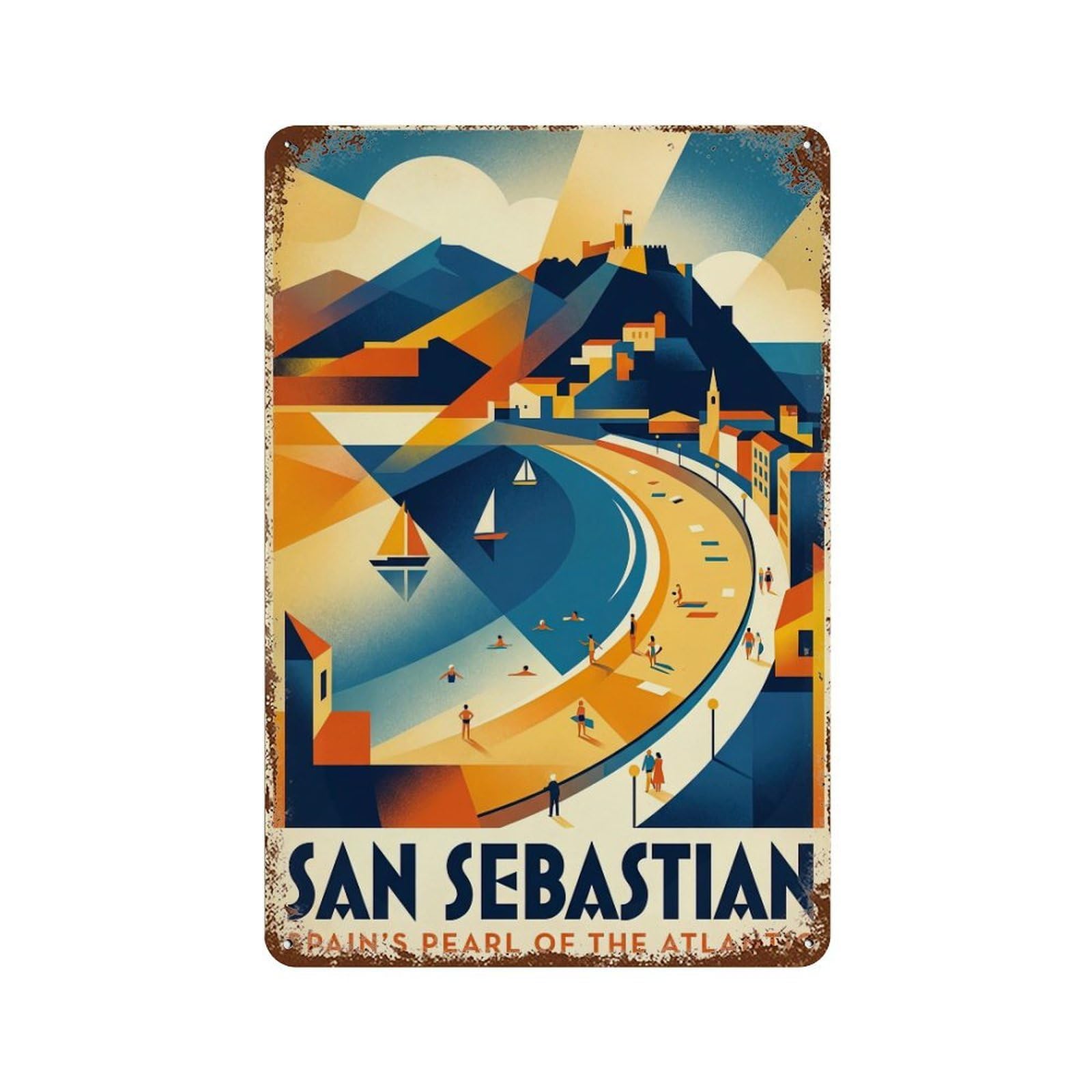 Galvaxio Style Vintage Travel Spain San Sebastian Metal Tin Sign