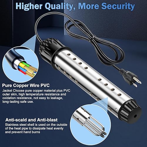 Portable Water Heater 2000W, Pool Heater - Immersion Heater with Digital Thermometer, Upgraded Magnesium Oxide Heating for Fast Heating, for Small Pools, Bathtubs, Buckets, Tanks(1)