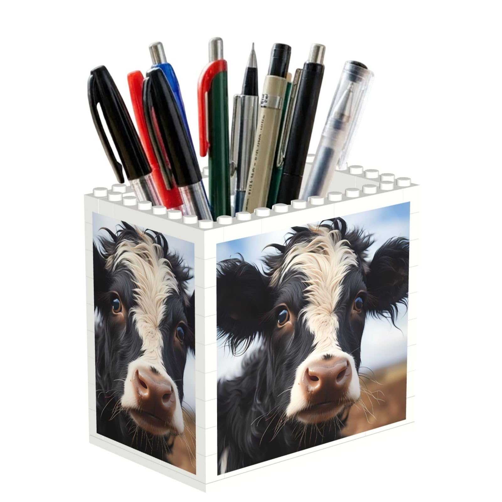 SXZVVBN Cute Cow Building Block Desk Tidy ABS Organiser