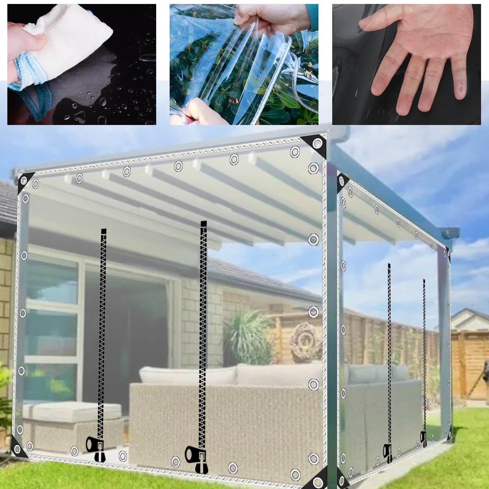 Tende Per Eventi e Tendoni,Gazebo Impermeabile Telone Trasparente Pannelli Laterali,Tenda Teloni Pvc Trasparenti Con Zip,Pergola Patio Veranda Tenda Divisoria,Con Occhielli,L×H-2.8×2m(9.2*6.6ft