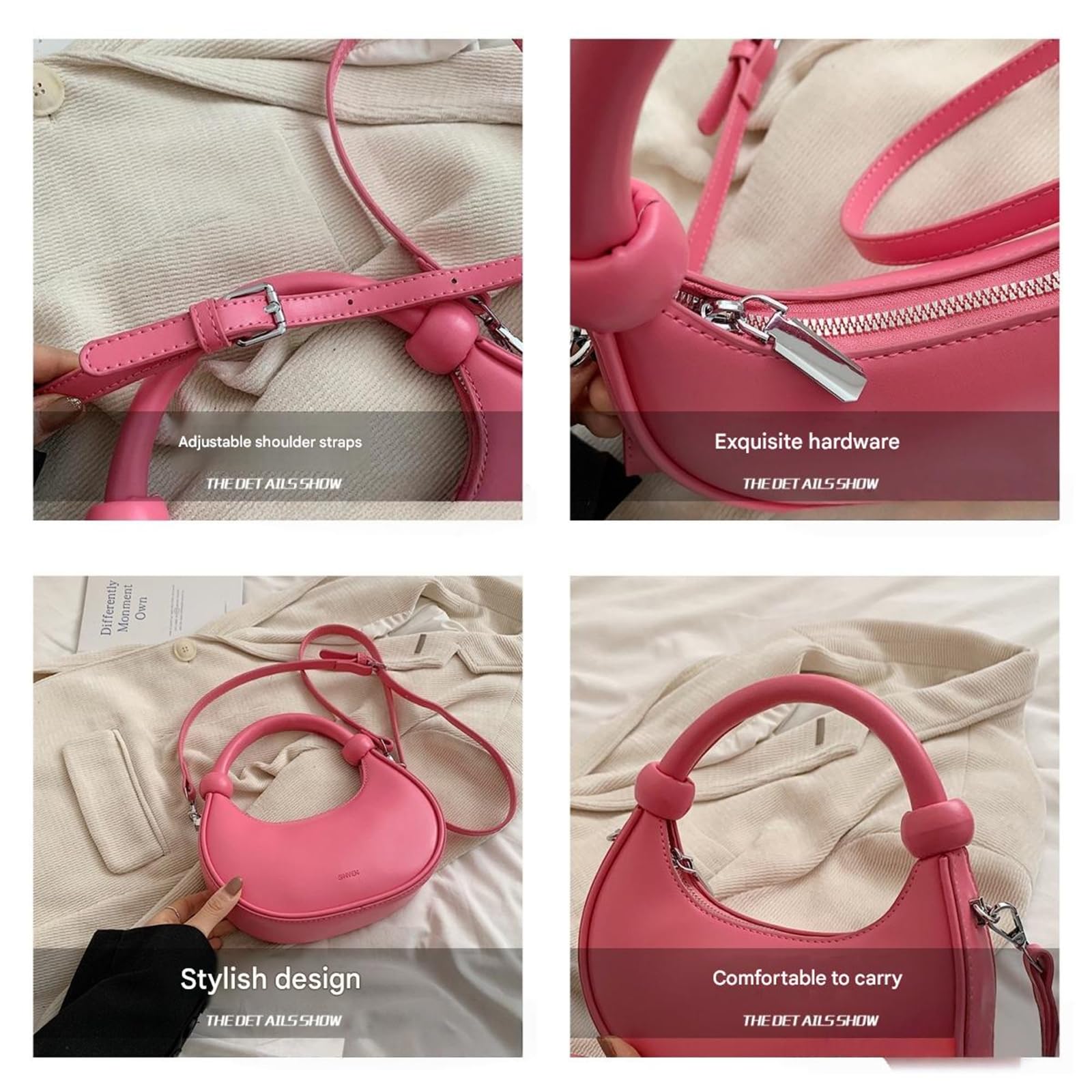Borsa da Donna A Tracolla Elegante per Gnocchi Chic-Nero