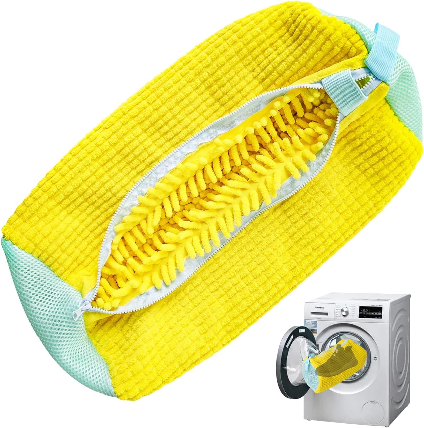 Shoe Washing Machine Bag, Shoe Laundry Bag with Zipper Hook Trainer Sneaker Laundry Shoes Bag (1PC) (Yellow)-image-10