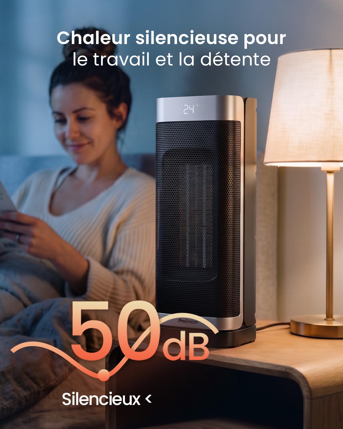 Pro Breeze Thermacube Chauffage d'Appoint 2000W Céramique Soufflant Oscillant - Radiateur Électrique Mobile avec Mode Ventilateur, Thermostat Éco, Télécommande et Écran Tactile pour Chambre