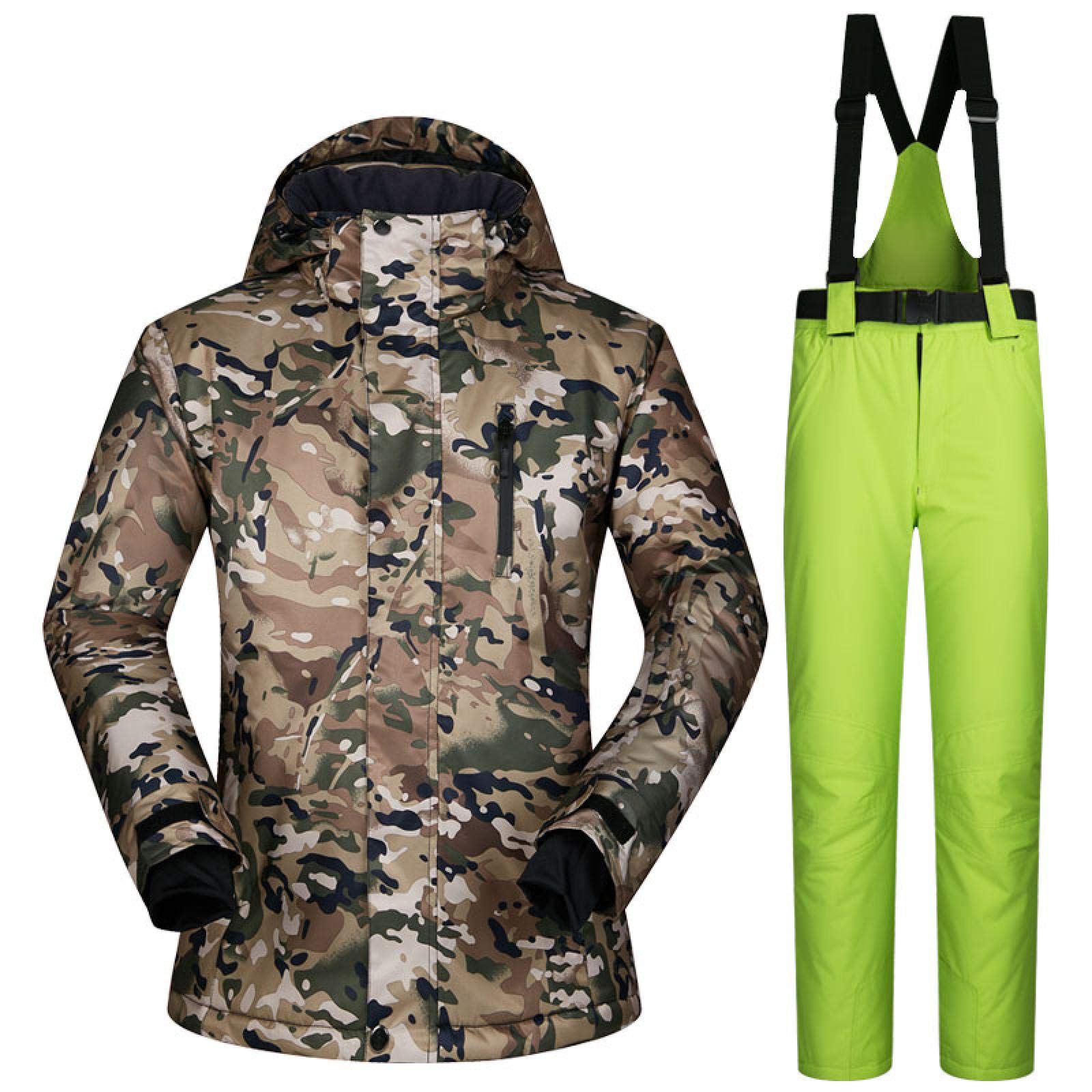 XHBYG Snowboarding Suits, Men's Mountain Ski Suit, Men's Camouflage Ski Suit, Windproof Waterproof Warm Thicken Ski Jackets and Snow Pants Sets Winter snow jacket M MCGREEN