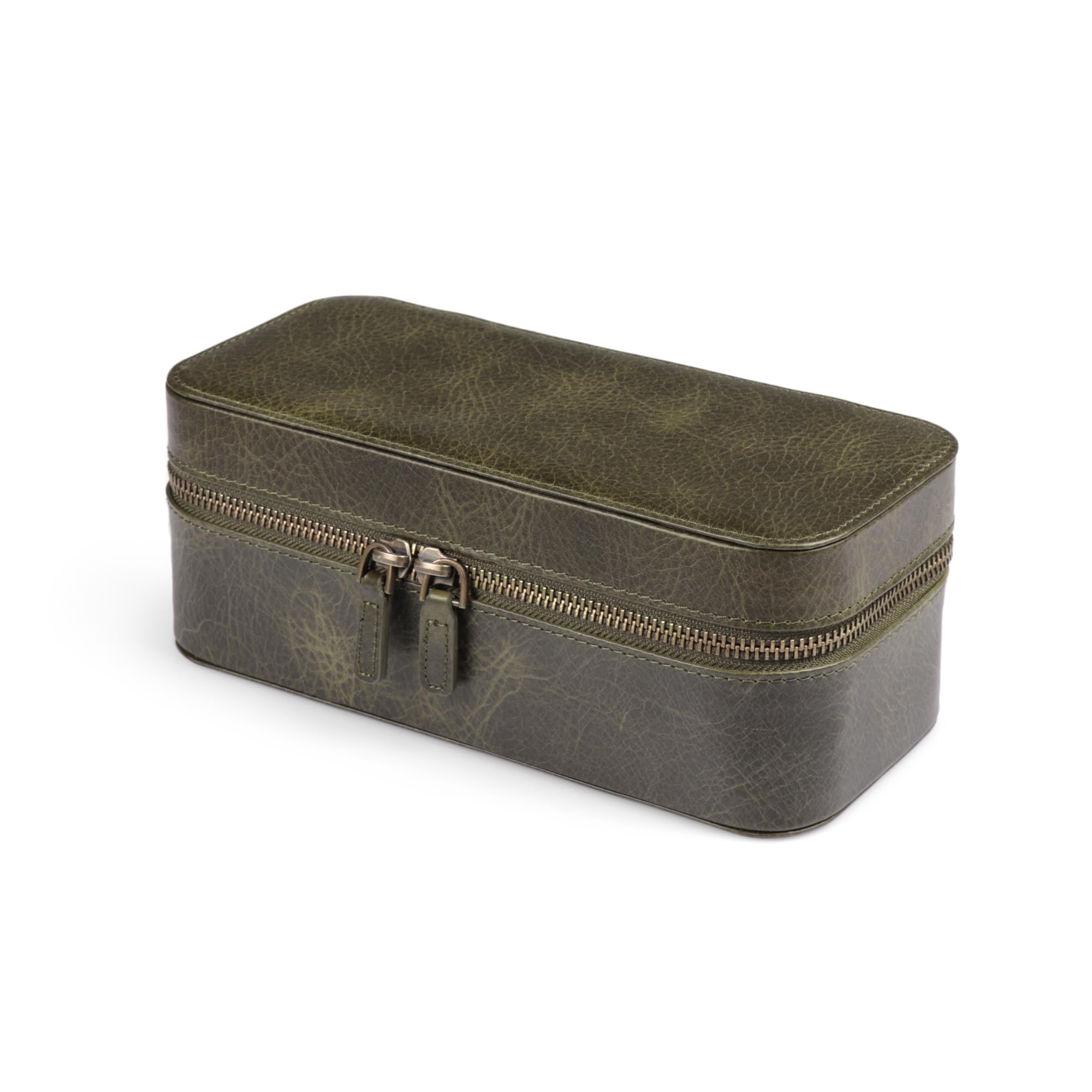 Londo Belmont - Scatola per orologi in vera pelle, elegante e resistente, custodia protettiva per orologi, organizer di alta qualità per collezionisti di uomini e donne (verde)
