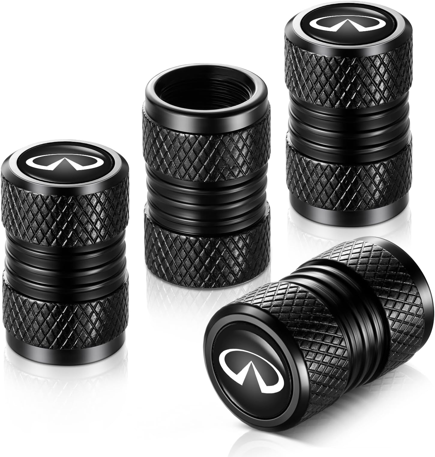 Tire Valve Stem Caps, Compatible with Infiniti Series Stem Cap Universal Car Air Cover Car Accessories for Cars, SUV, Truck, Motorcycles 4pcs （Black）