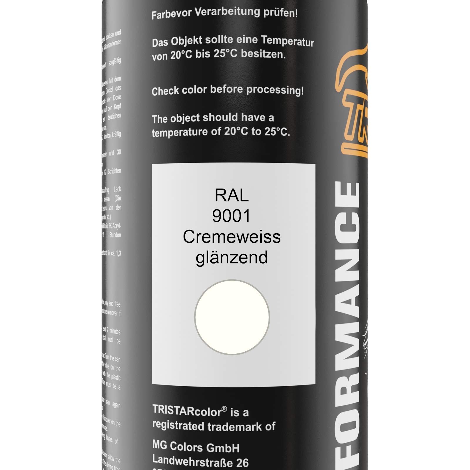MG PRIME 2K Acryl-Spraydose RAL 9001 Cremeweiss – 400ml Schnelltrocknend, Glänzend, Made In Germany
