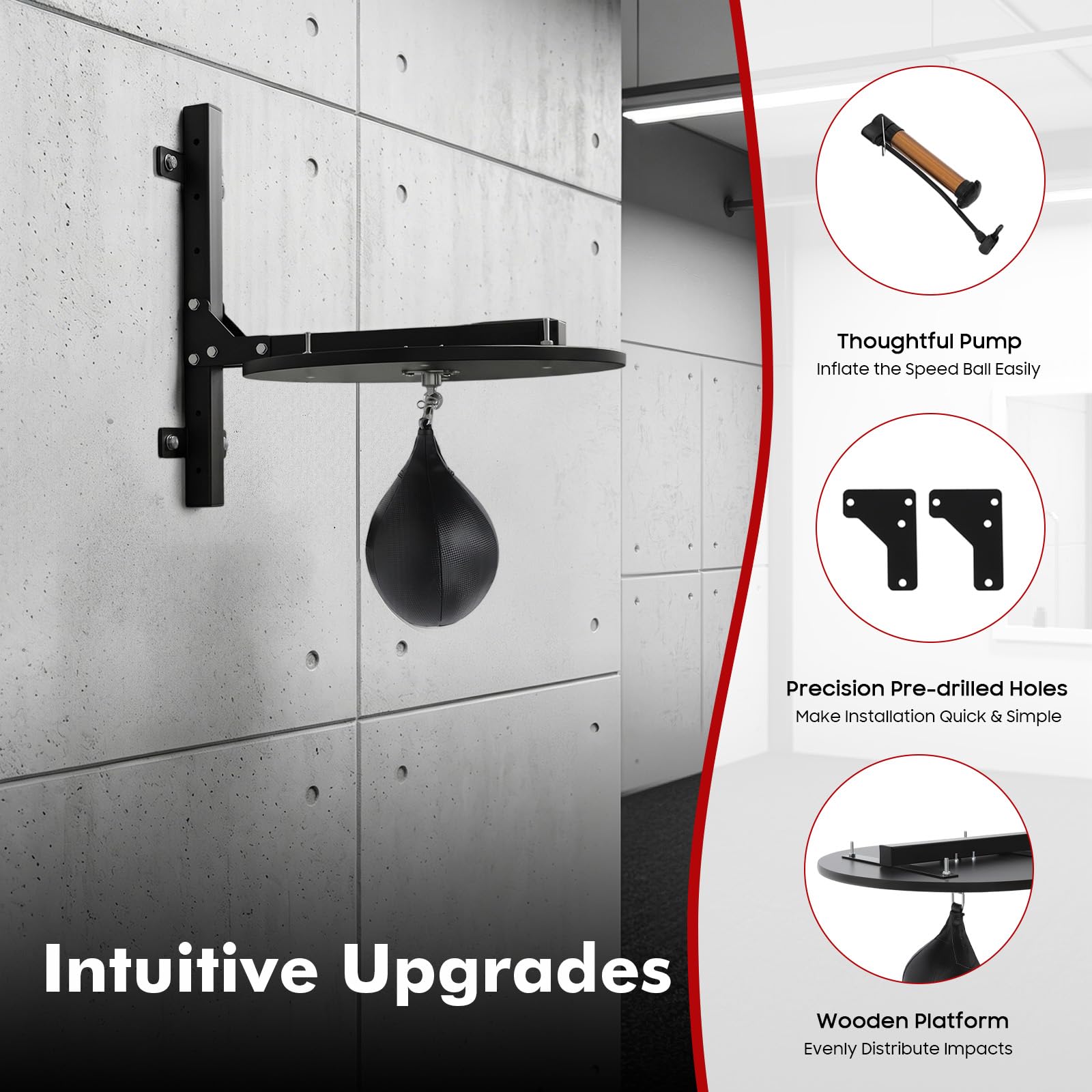 Speed Bag Plataforma Kit de Plataforma Profesional de Altura Ajustable con Bomba y Aguja de Inflación para Casa Gimnasio 60 x 60 cm