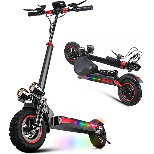 Offroad Electric Scooter Adults with Seat - 28-34 Miles Long Range & 25/34 Mph Fast Electric Scooters, 1200W All Terrian Escooter for Adult,Height Adjustable,Dual Suspensions Foldable Scooter