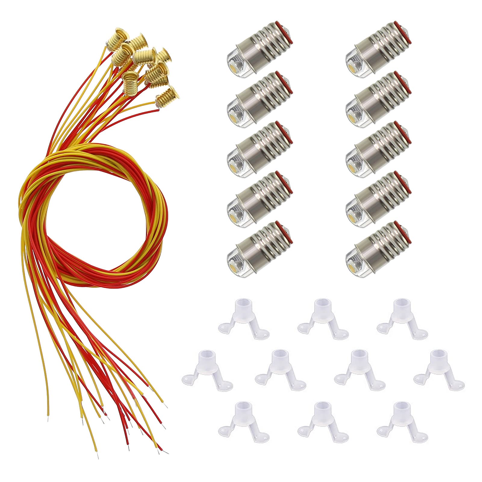 Evemodel 10 lampadine a LED a vite e piedistallo, luce bianca calda, 9 V-14 V