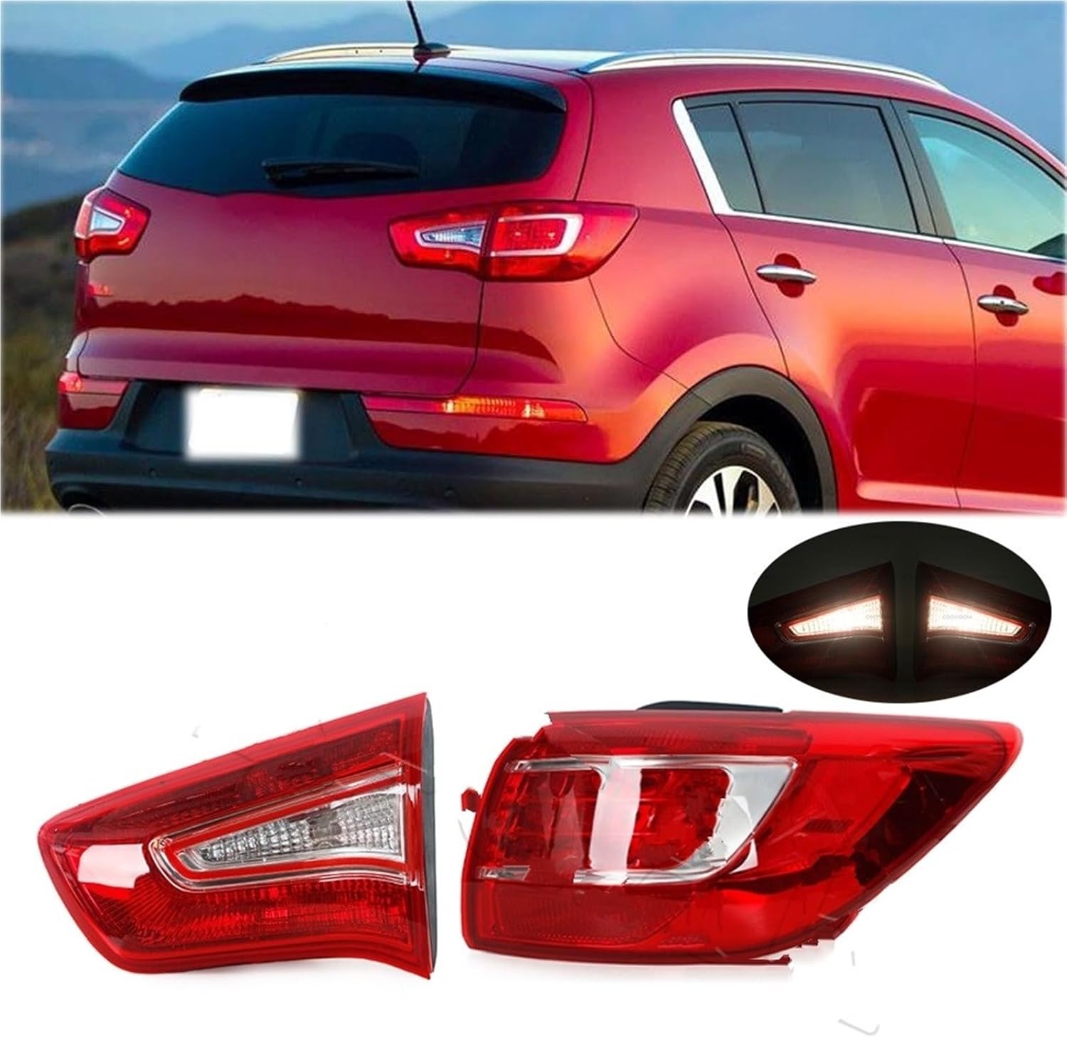 車のテールライト 1 個アウターインナーリアバンパー左右テールライトテールランプリアブレーキストップフォグランプ用の起亜 用の Sp