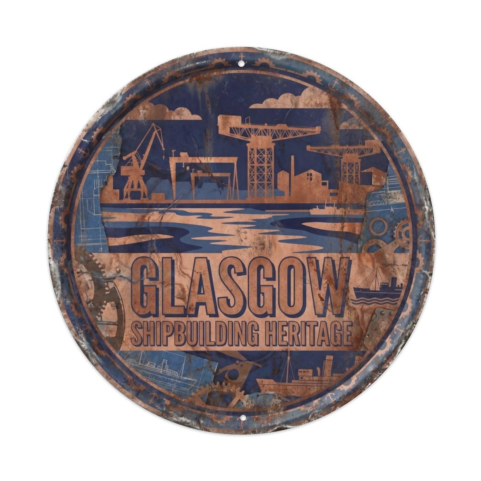 River Industrial Lounge Waterfront Metal Tin Sign Plaque Wall Decor for Cafe, Club Bar, Office, Home Garden Round Metal Poster 8x8Inch