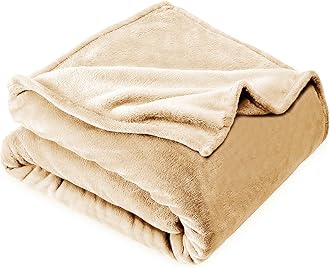 VAS COLLECTION Flannel Premium 200 TC Plush Single Blanket | 300 GSM Lightweight Cozy Soft for Bed, Sofa, Couch, Travel & Camping| 150X220 Cm Or 60X86 Inches | Beige