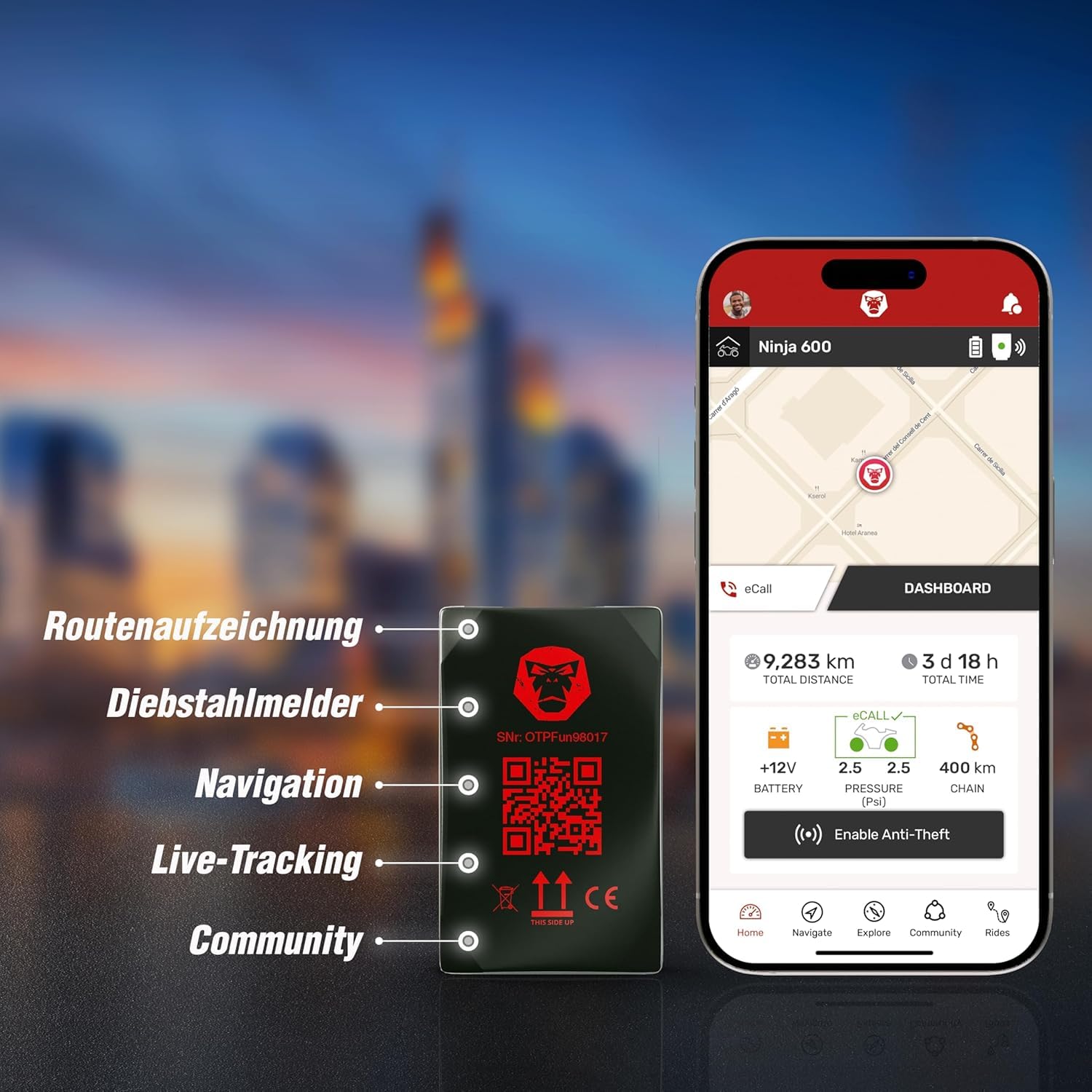 GPS Tracker Motorrad RideLink WingMan 2G | Live Tracking & Diebstahlmelder