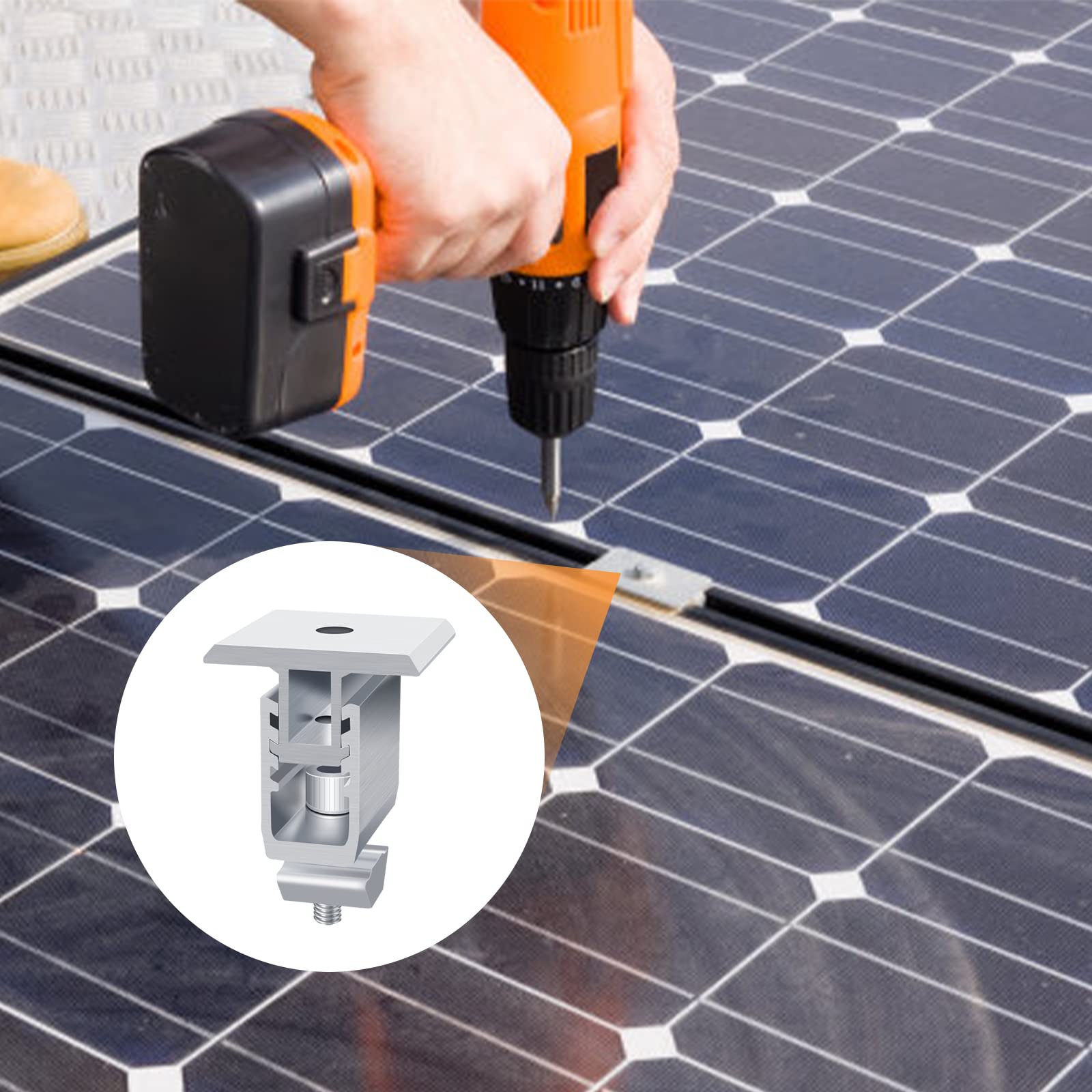 4 Packs Solar Panel Mounting Brackets Adjustable End Panel Clamp Aluminum Bracket for Solar Panel Photovoltaic Mounting System Accessories (35-50 mm)