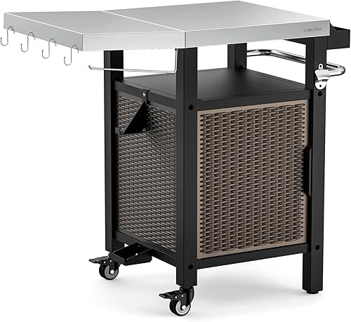 Miniatura 8 de onlyfire Isla de cocina con ruedas de 35 pulgadas y carrito de servicio para barbacoa con encimera grande de acero inoxidable para interiores y
