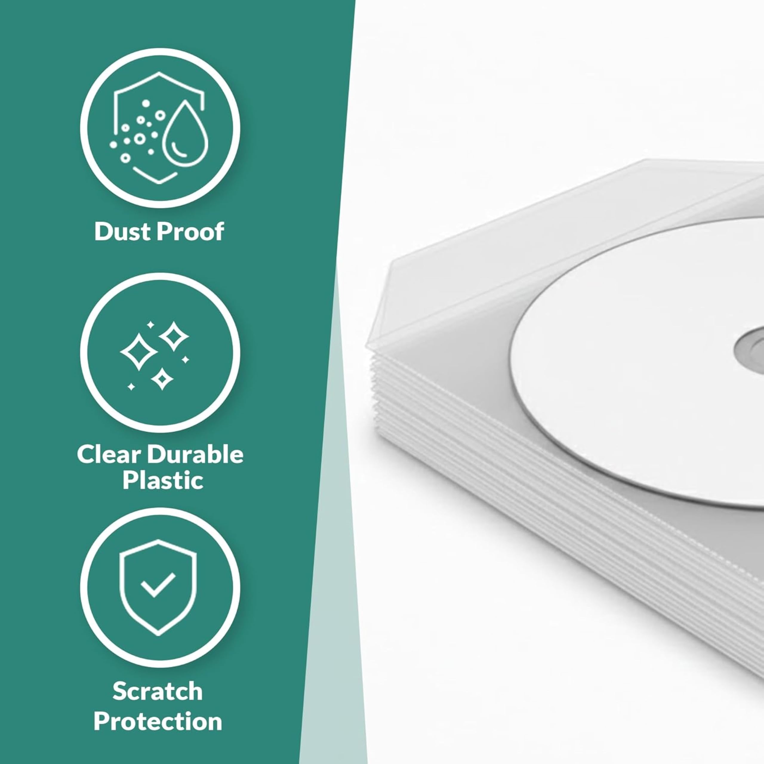100X Koszulki na płyty CD DVD Blu-Ray | przezroczyste, PVC, z klapką zamykającą | Ochrona przed kurzem, widoczność napisów, praktyczne przechowywanie płyt Cd Dvd Sleeves