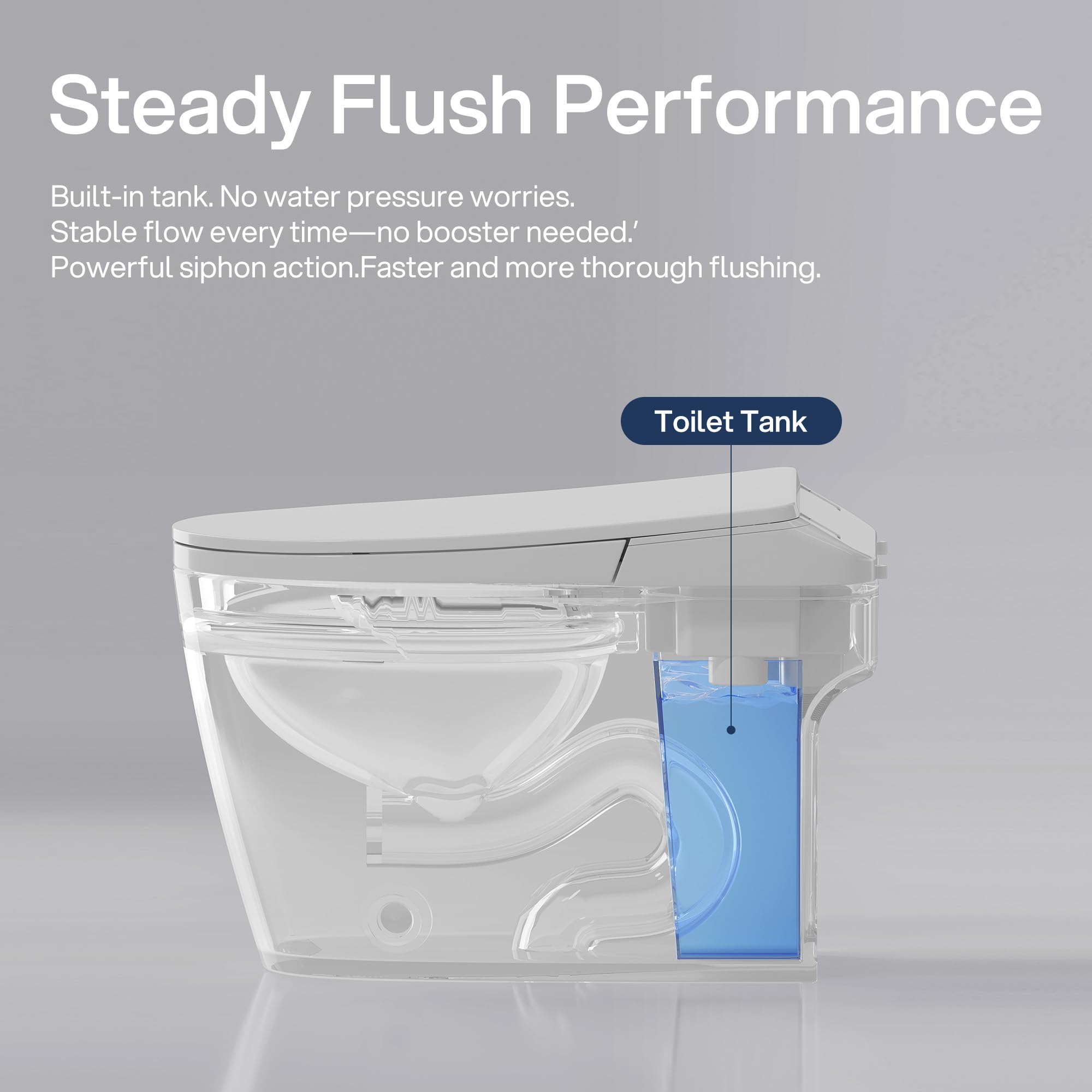 Inodoro inteligente de una sola pieza con asiento térmico, tapa de apertura automática, secador de aire caliente y control remoto, boquilla de esterilización UV, descarga automática, tanque