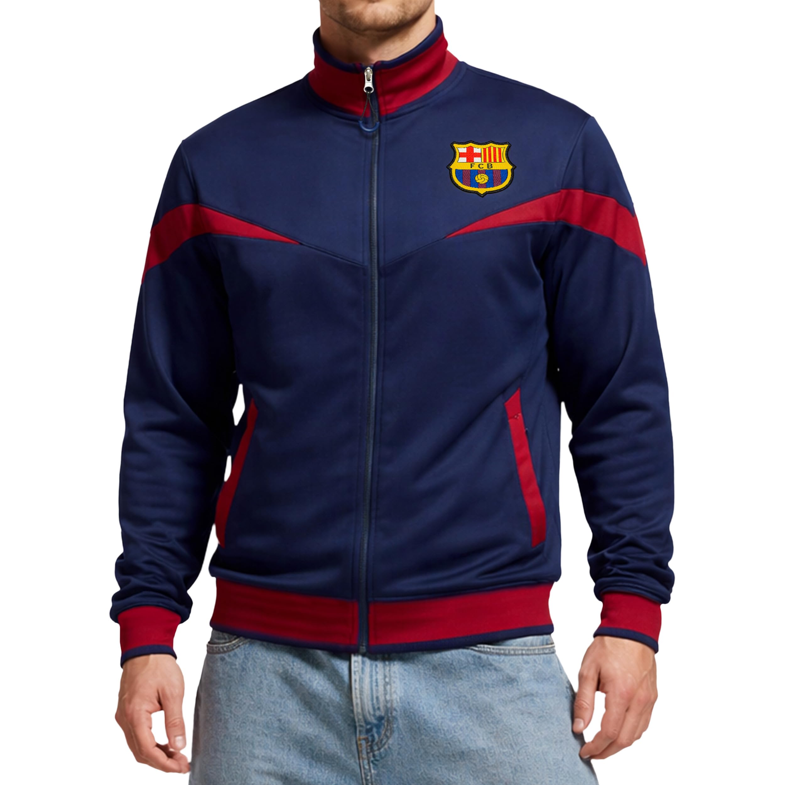 Icon Sports FC Barcelona Full-Zip Barça Track Jacket (Large, Blue)