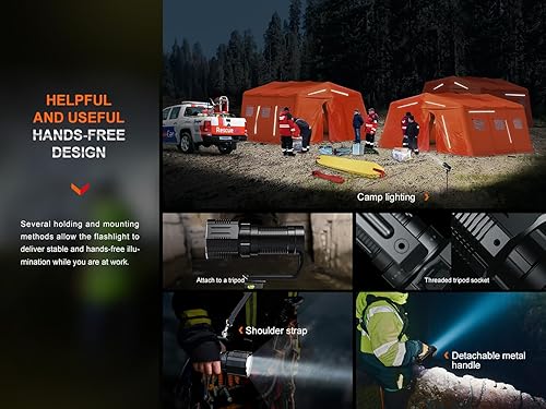 Miniatura 10 de Fenix LR60R - Linterna súper brillante de 21,000 lúmenes, carga rápida USB-C, recargable, largo alcance, alto lumen con foco, reflector y organizador