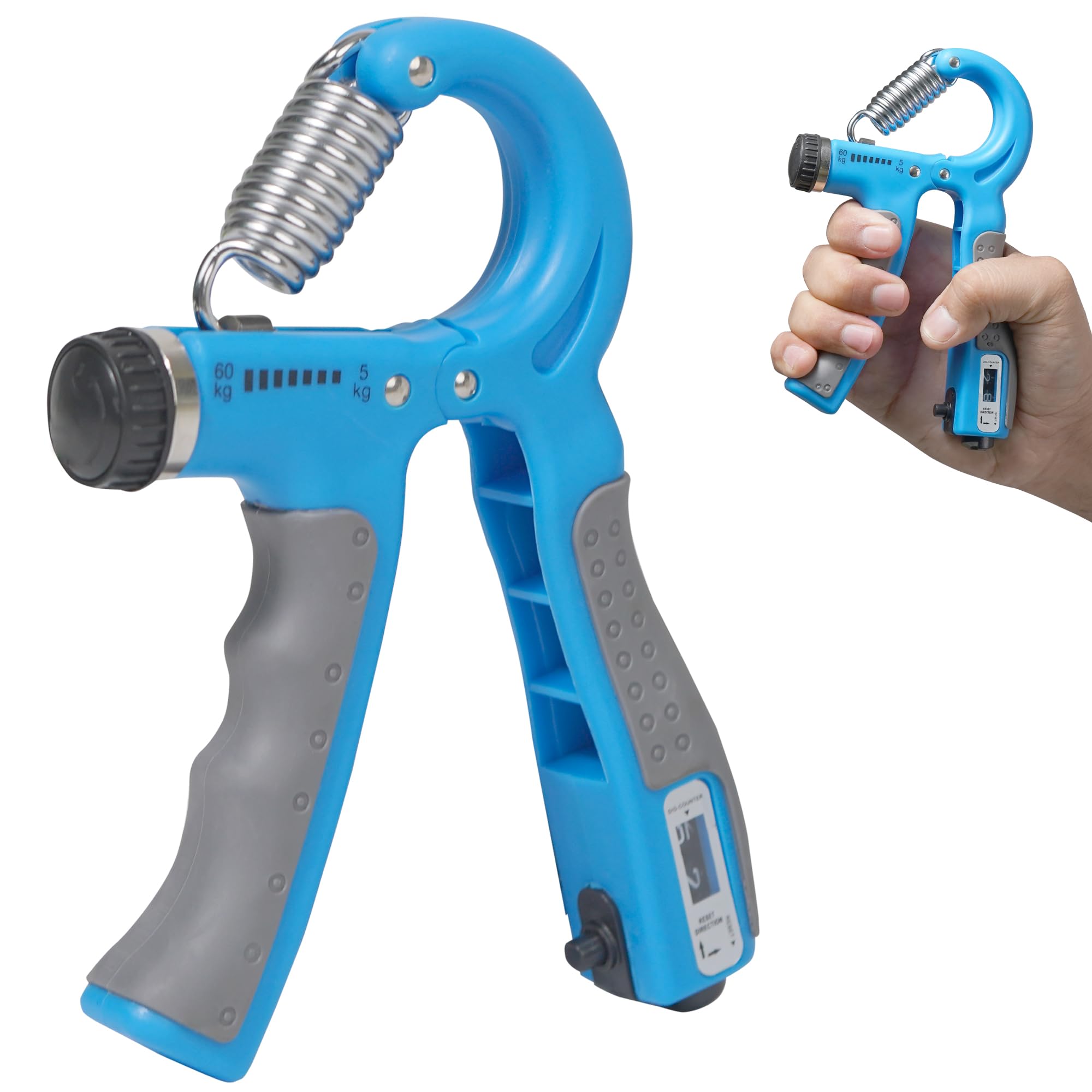 Counter Hand Grip Strengthener Device, Hand Exerciser, Hand Gripper Adjustable Resistance 5-60Kg Fitness Grip with Digital Counter for Men & Women Ideal for Home & Gym (Blue)-image-47
