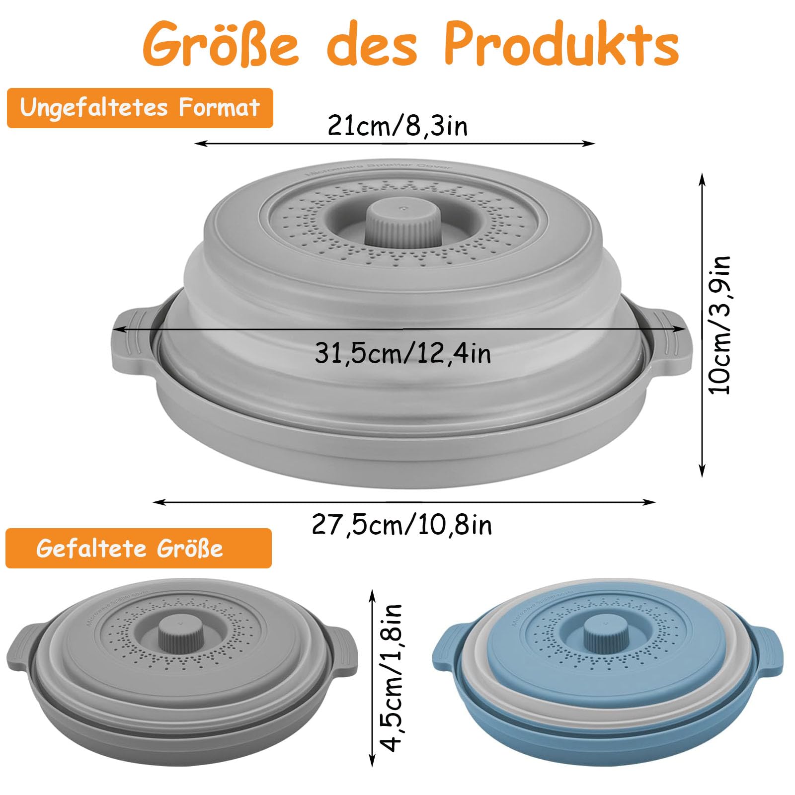 1 Couvercle Pour Micro-ondes De 27 Cm, Pliable, Pour Micro-ondes, Pour Fruits Et Légumes, Panier Filtrant Avec Trous De Vapeur Pour Réchauffer Et Protéger Contre Les éclaboussures