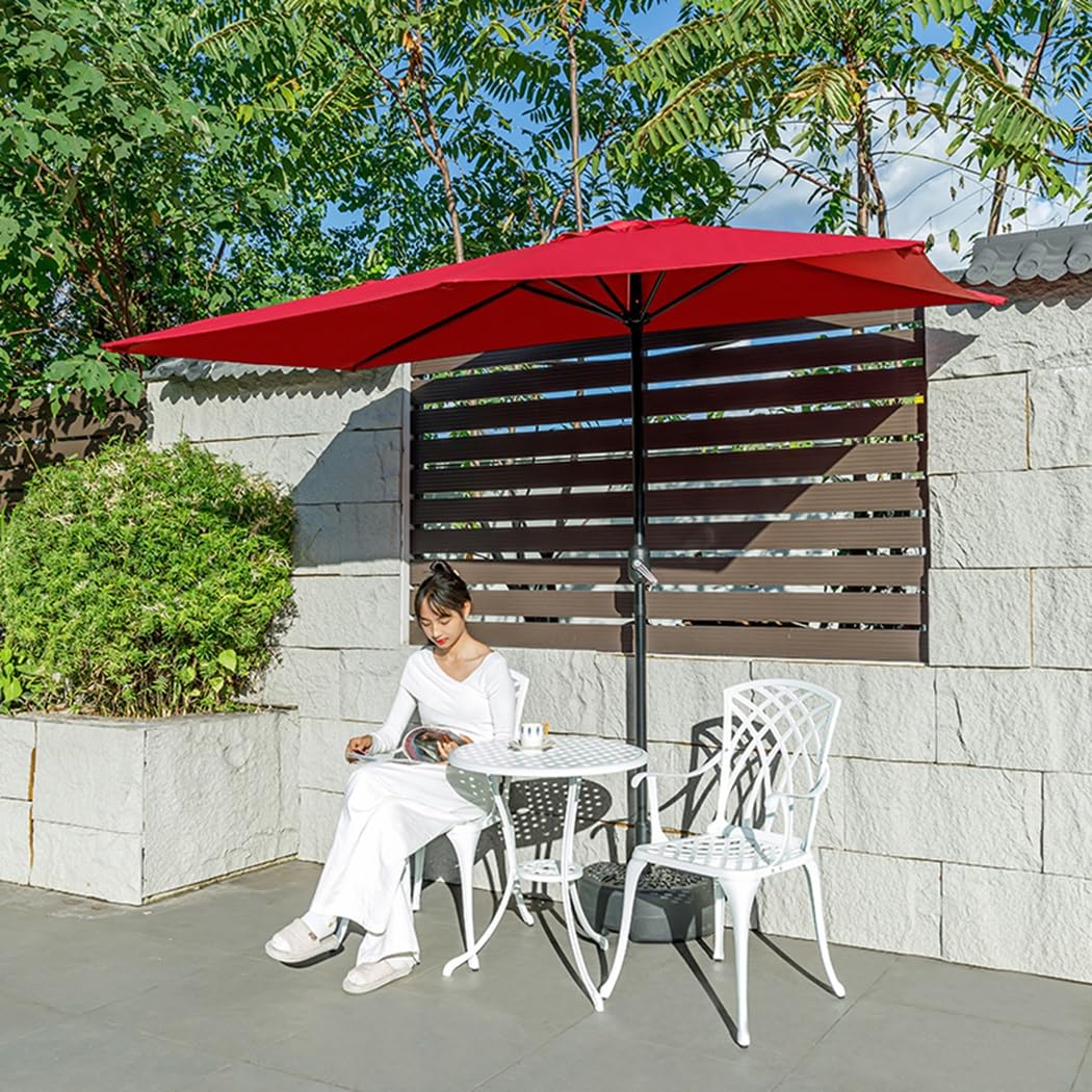 250cm Ombrellone Mezzaluna A Parete da Giardino, con Manovella, Protezione UV per Terrazza, Patio, Balcone, All'aperto(Wine Red)