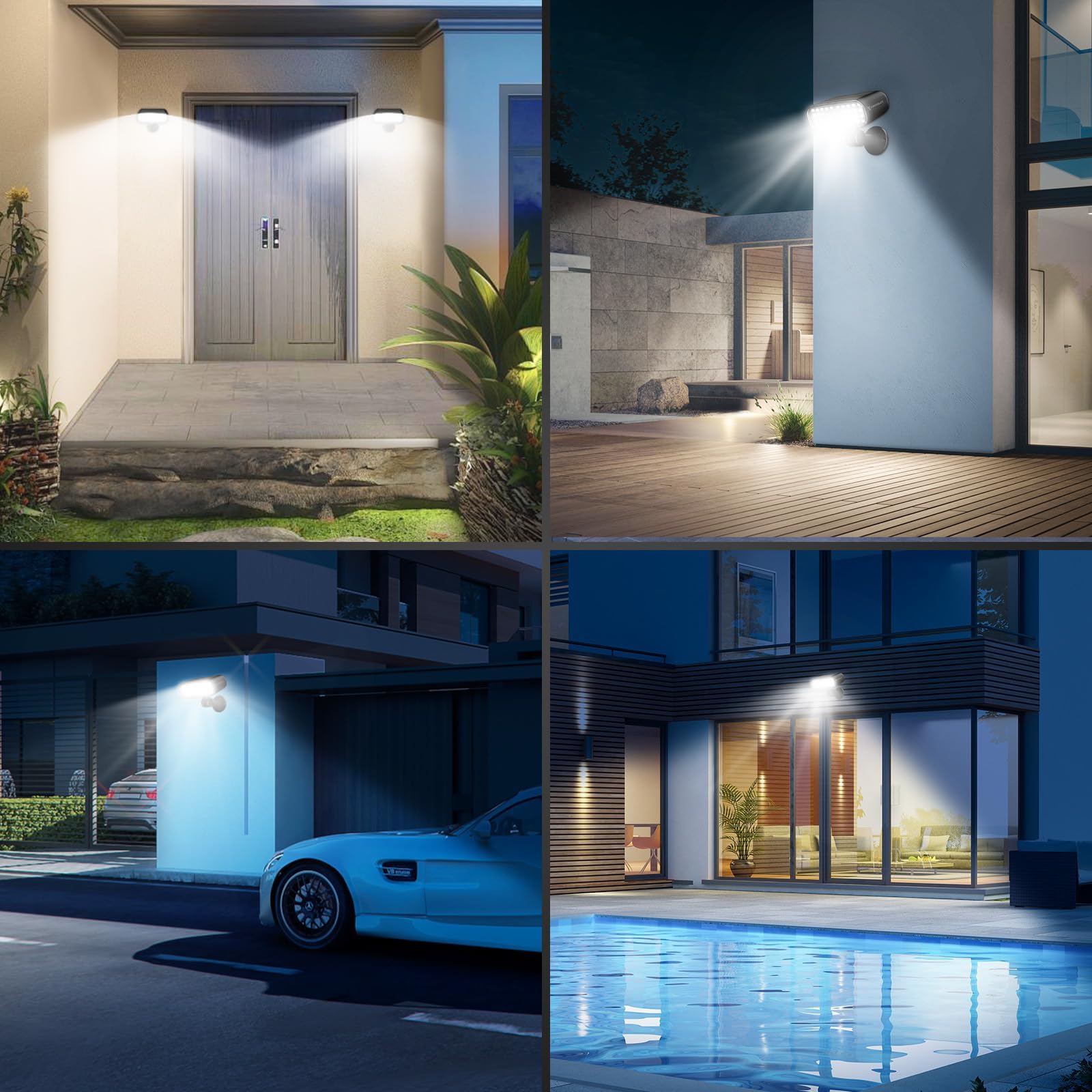 Solarleuchten für den Außenbereich, 3 Modi, Bewegungsmelder, Wandleuchten mit superhellen 5050 SMD-LEDs, 180° verstellbare Sicherheitsleuchten, für den Außenbereich, IP67, wasserdicht, für