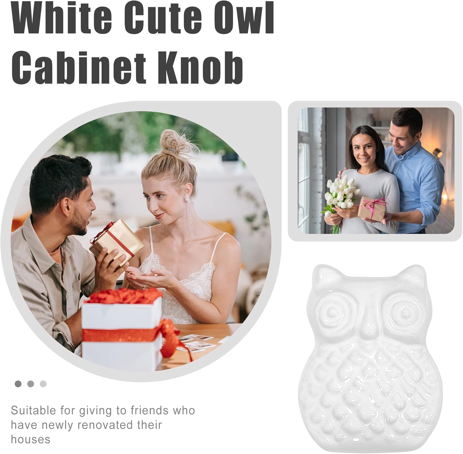 Cabinet Knobs for Kitchen Bathroom Laundry Room Knobs Bar Man Cave Dresser Drawer Knobs White Owl Ceramics Knobs Drawer Pulls 4 Pack Unique Cabinet Hardware Knobs Home Decor Gift