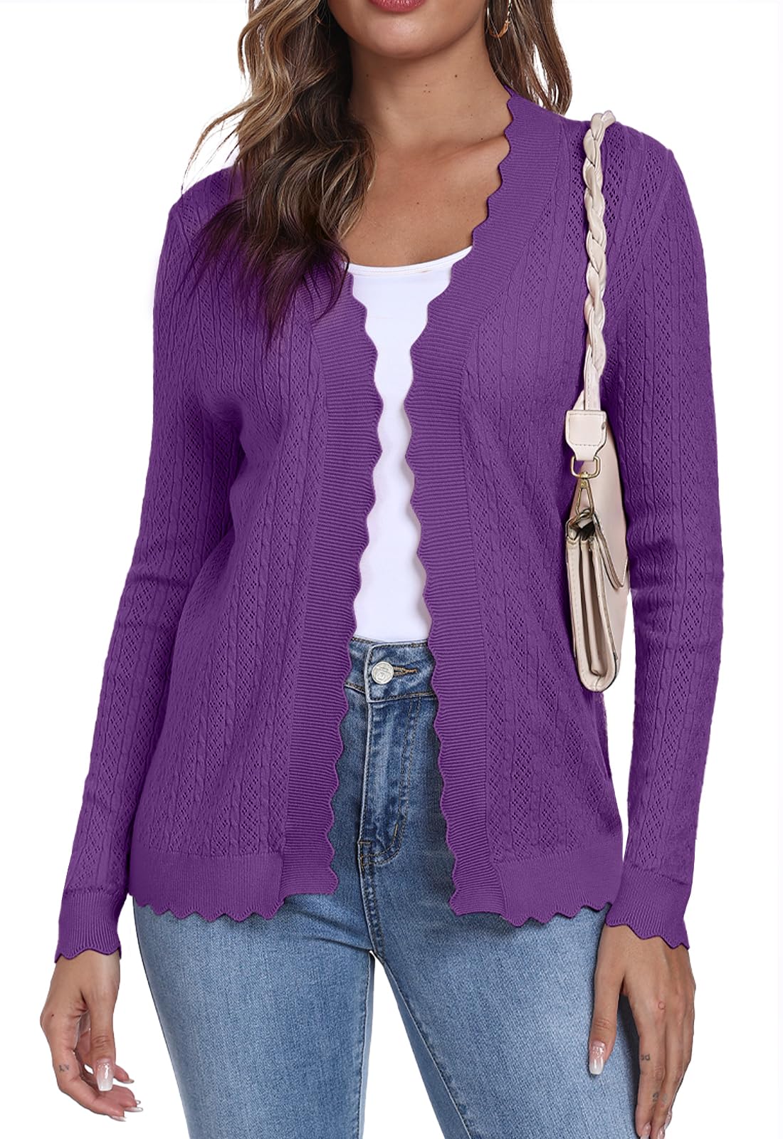 DEARCASE Damen Strickjacken Cardigan Lange Ärmel Leichtgewic