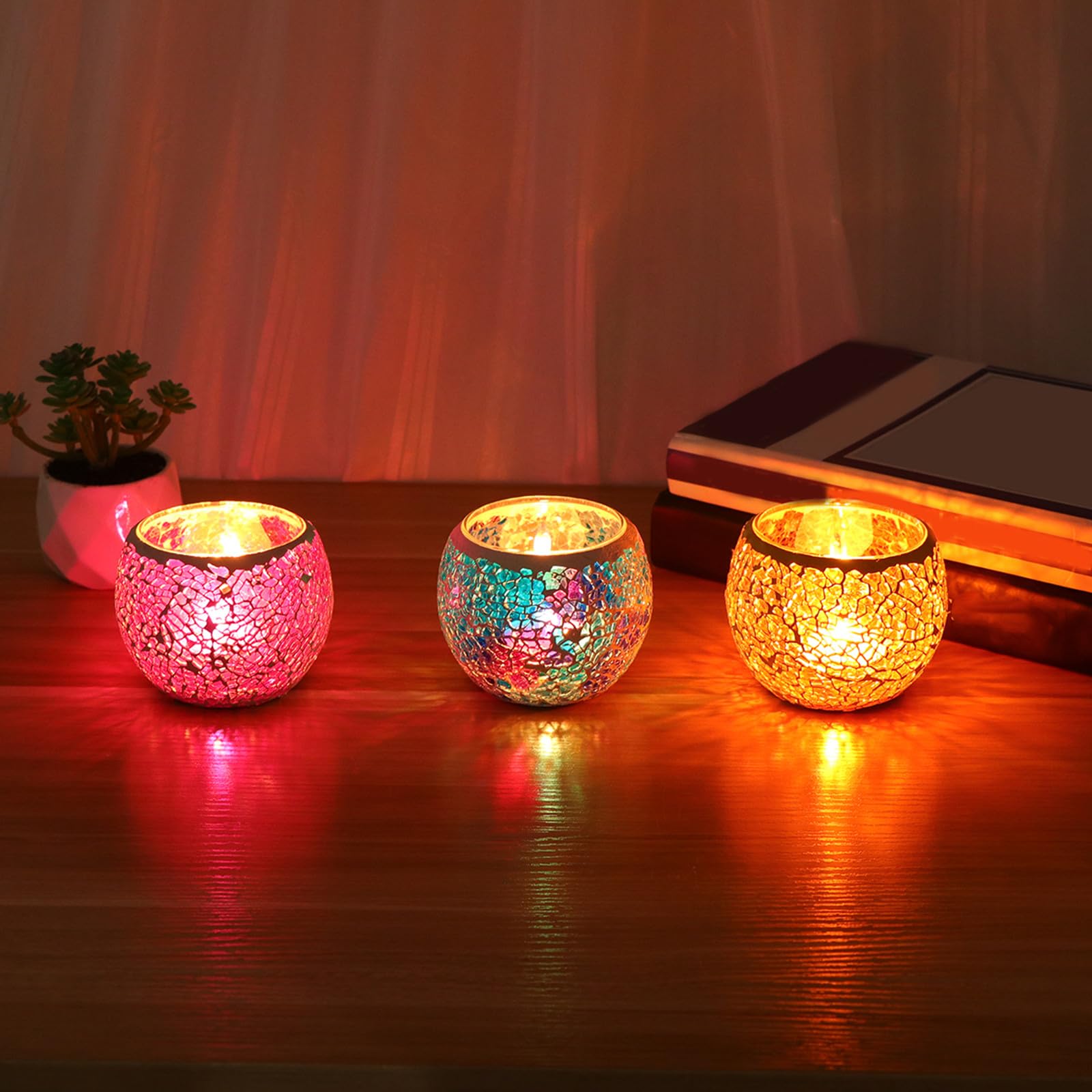 Amosfun 3stücke Kerzenhalter aus Glas für Tischdeko Duftkerzenhalter Vintage-stil Wiederverwendbar für Zuhause Partys und Hochzeiten
