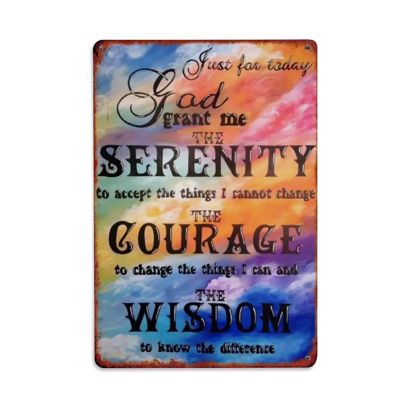 Rkundrne Vintage Serenity Prayer Inspirational Quote Metal Tin Sign Garden Bedroom Cafe Bar Man Cave Home Wall Decor Metal Poster 8X12 In