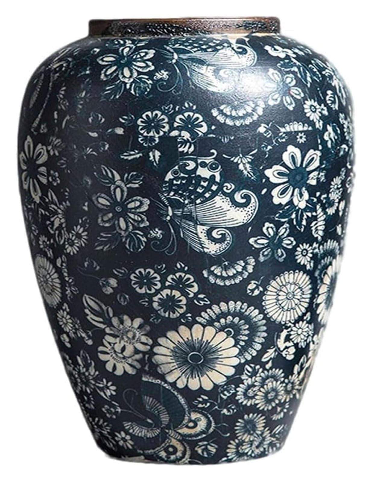 Vase Desktop Ceramic Ornament Living Room Entrance Decoration Flower Vessel Retro Stoneware