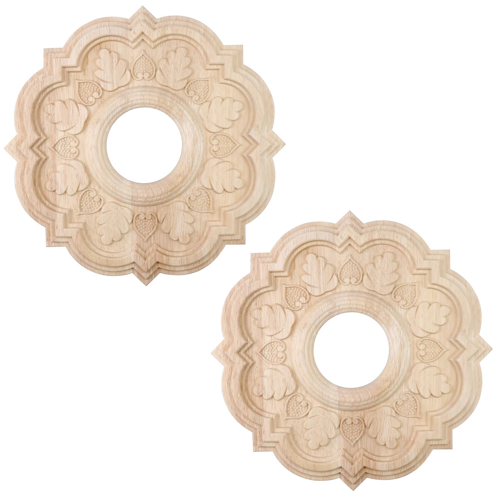 Antrader Wood Ceiling Medallion, Ceiling Cover Home Lighting Ceiling Medallions Ring Ceiling Fan Medallion for Light Fixtures and Ceiling Fans,3.15" ID x 11.73" OD (2PCS)
