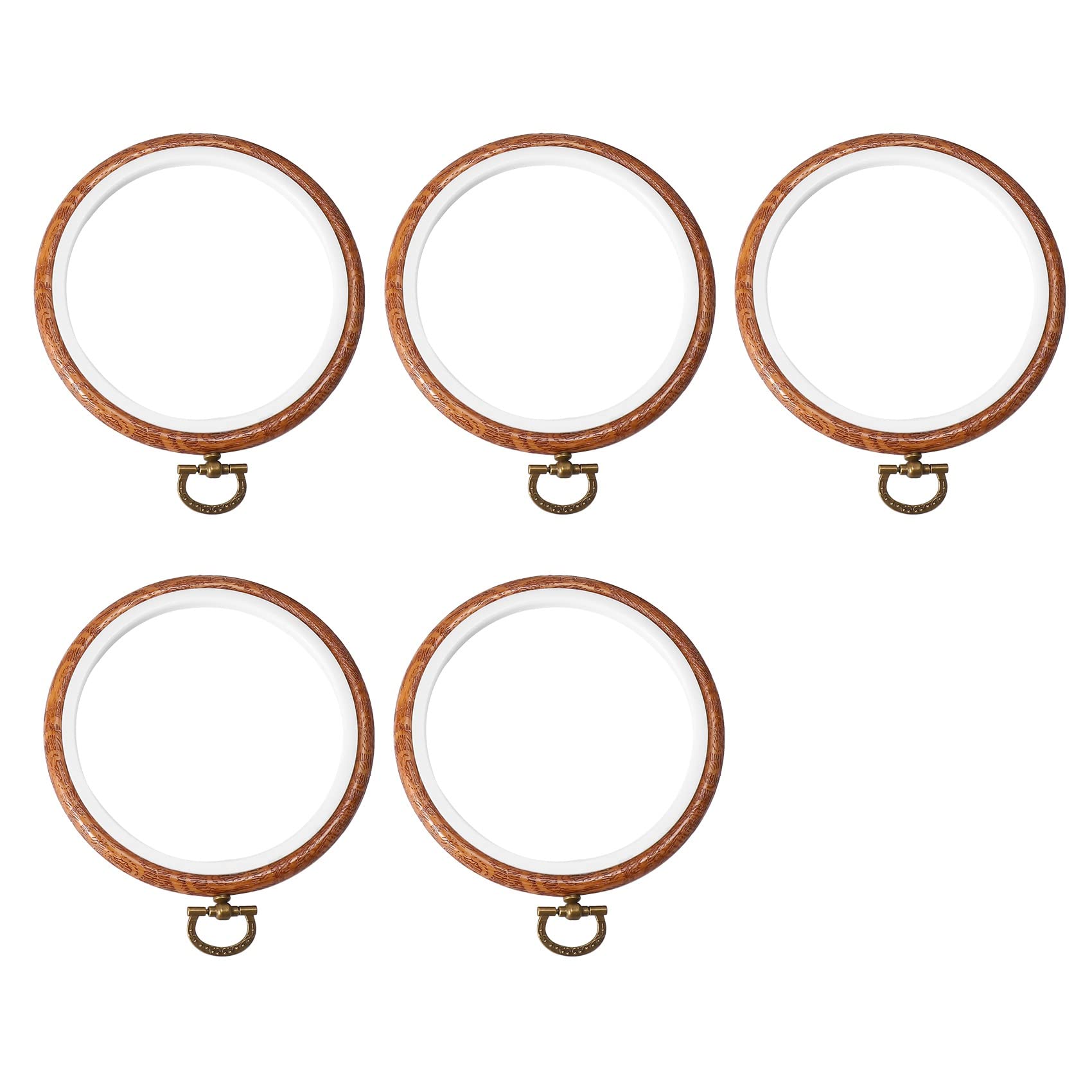 yksiahfi 5Pcs Embroidery Hoops Imitated Wood Embroidery Circle Round Display Frame Circle for Art Craft Sewing and Hanging