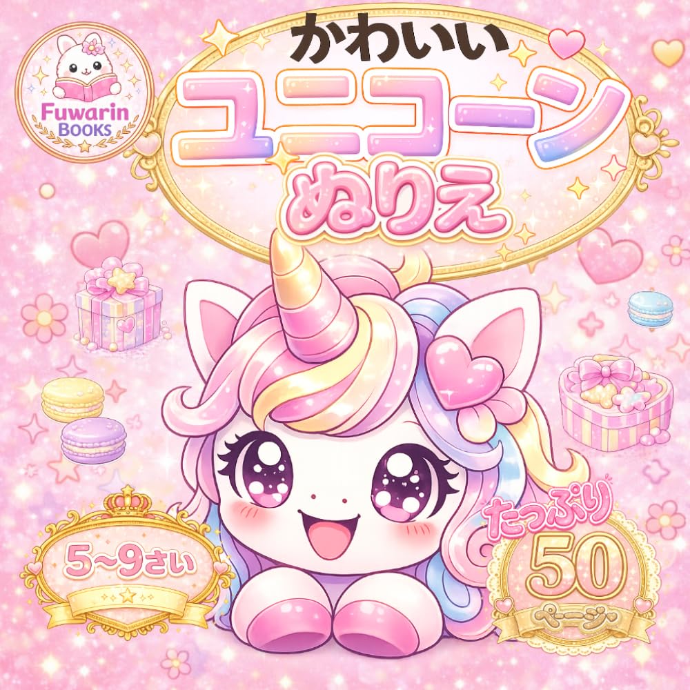 かわいいユニコーンぬりえ: 5〜9さい向け｜やさしくぬれるかわいいユニコーンぬりえ50ページ (Fuwarinぬりえシリーズ)